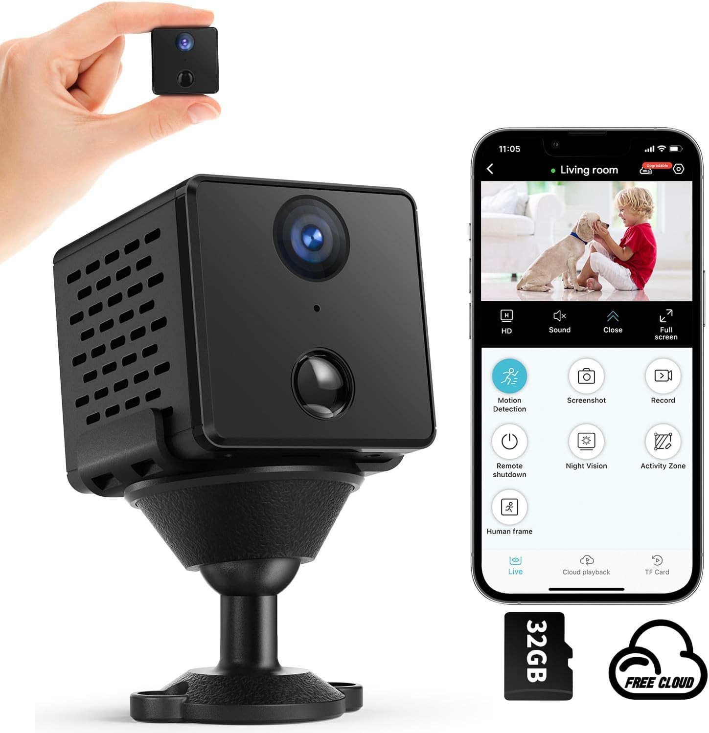 Ukryta mini kamera Wi-Fi Full HD z detekcją 140° - do 3 dni MC02